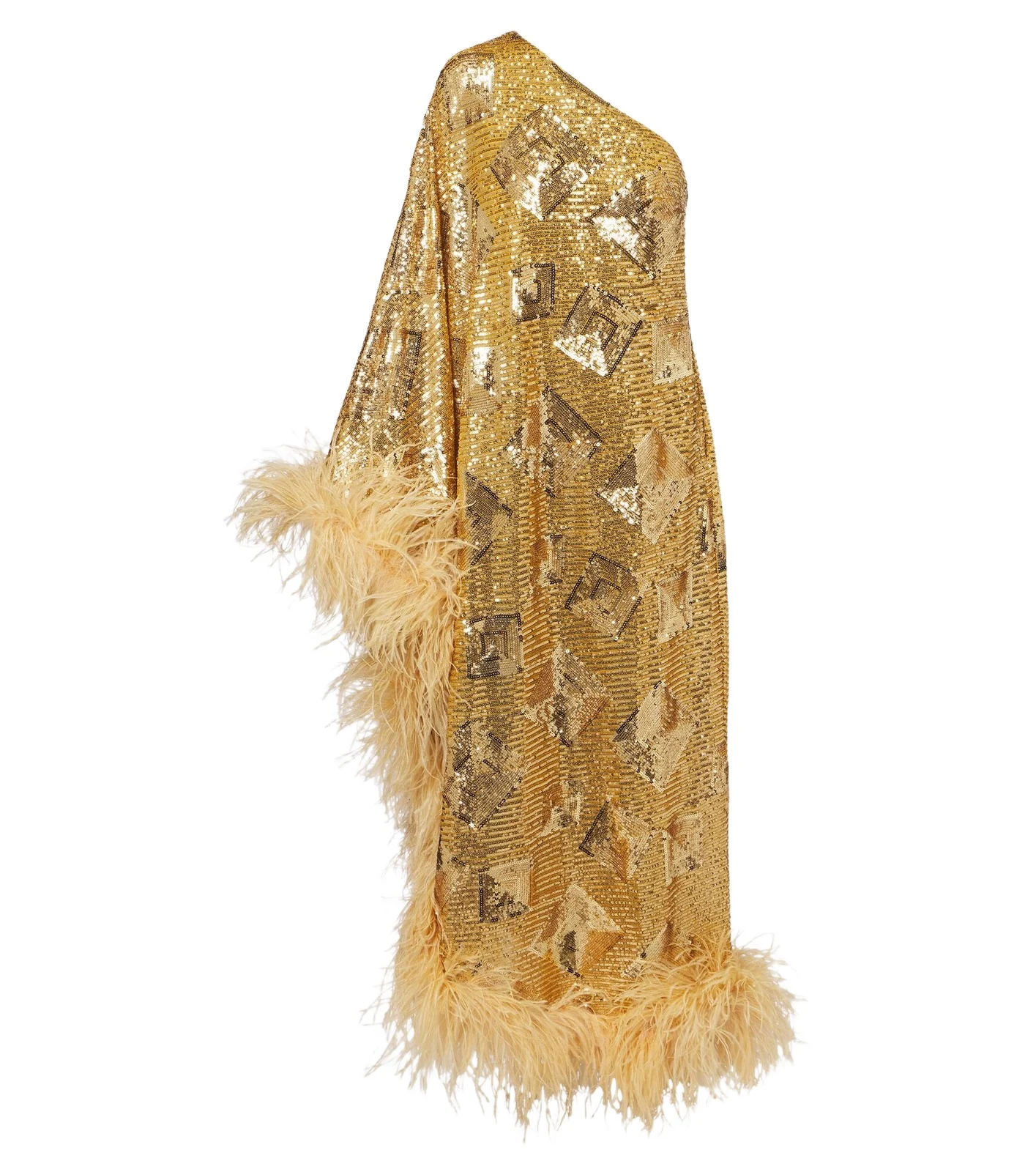 Feather-trimmed sequined gown Feather-trimmed sequined gown