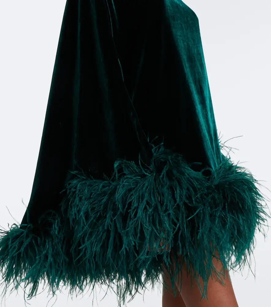 Taller Marmo Vegas feather-trimmed velvet kaftan | Thumbnail 2 Taller Marmo Vegas feather-trimmed velvet kaftan | Thumbnail 2