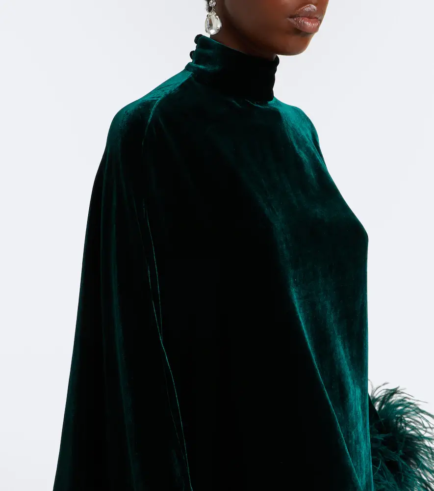 Taller Marmo Vegas feather-trimmed velvet kaftan | Thumbnail 3 Taller Marmo Vegas feather-trimmed velvet kaftan | Thumbnail 3
