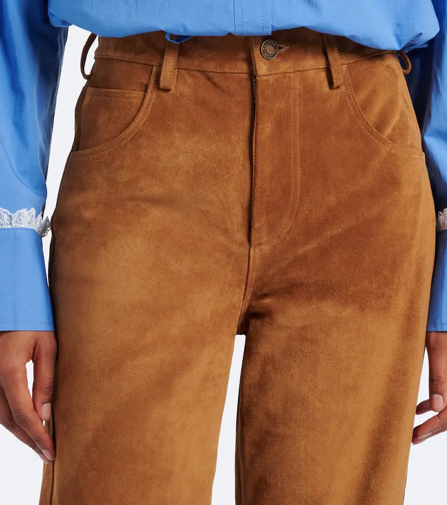 Nili Lotan Joan suede straight pants | Thumbnail 3 Nili Lotan Joan suede straight pants | Thumbnail 3
