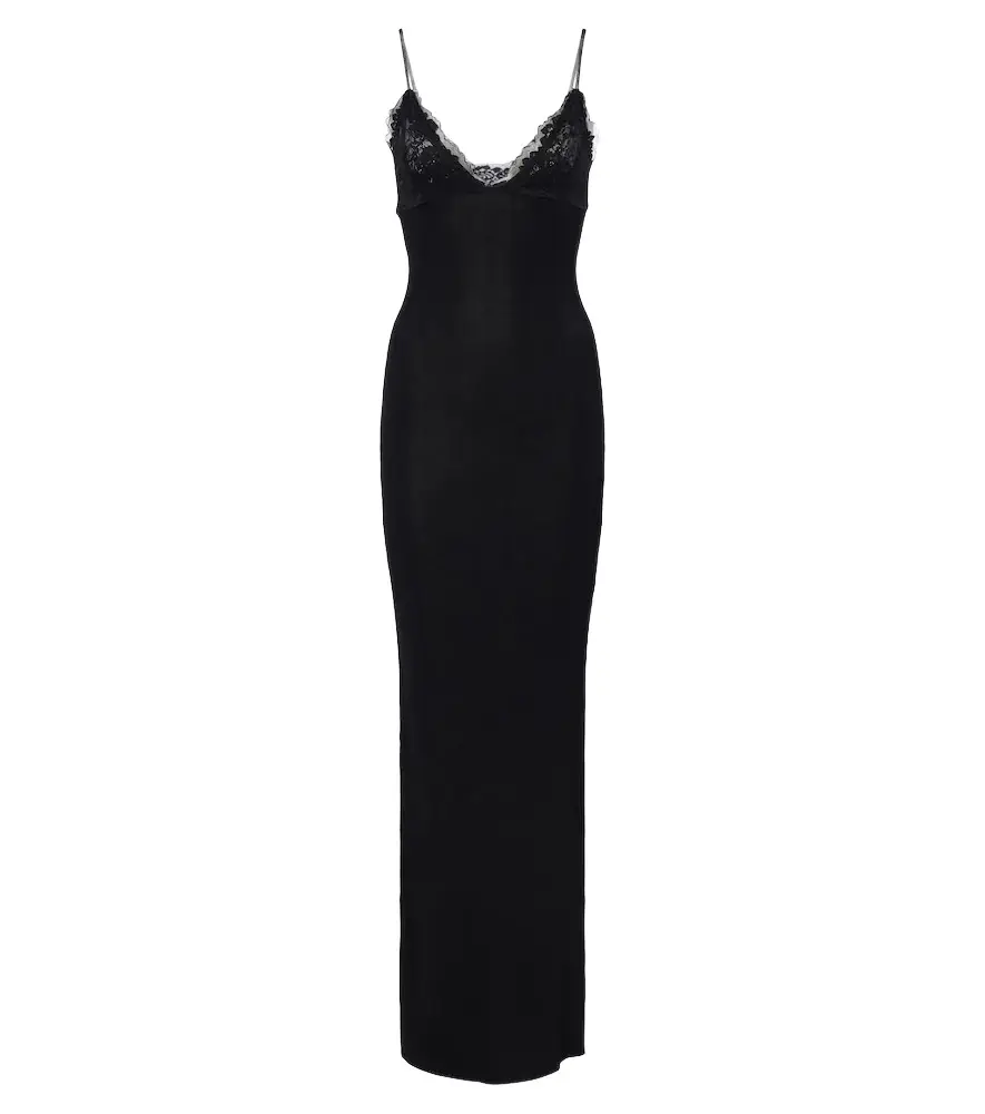 Aya Muse Oana lace-trimmed cotton-blend maxi dress