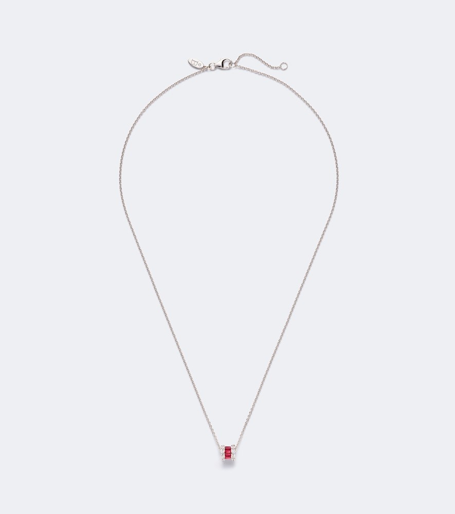 Bucherer Fine Jewellery Baguette Love 18kt white gold necklace with rubies and diamonds