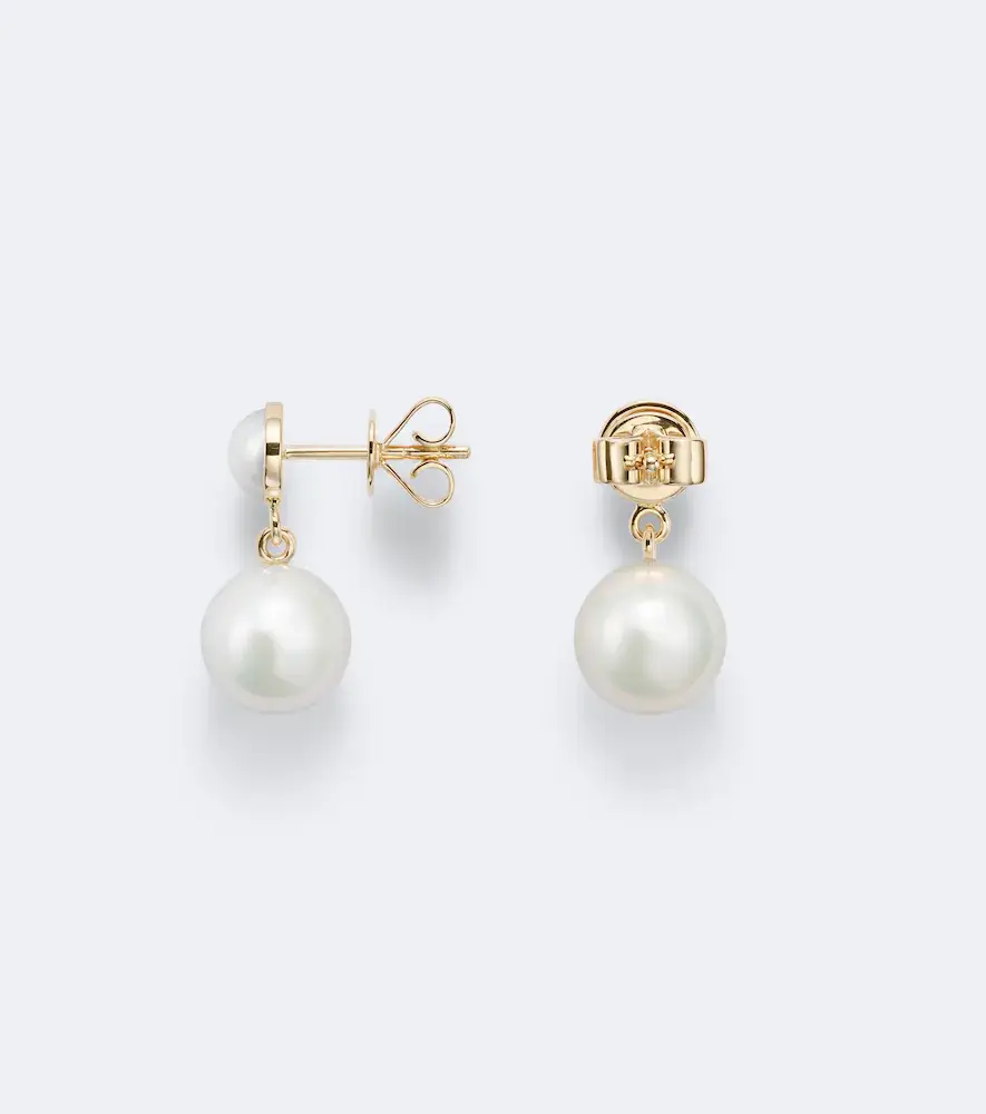 Sophie Bille Brahe Luce de Perle 14kt gold drop earrings with freshwater pearls | Thumbnail 2