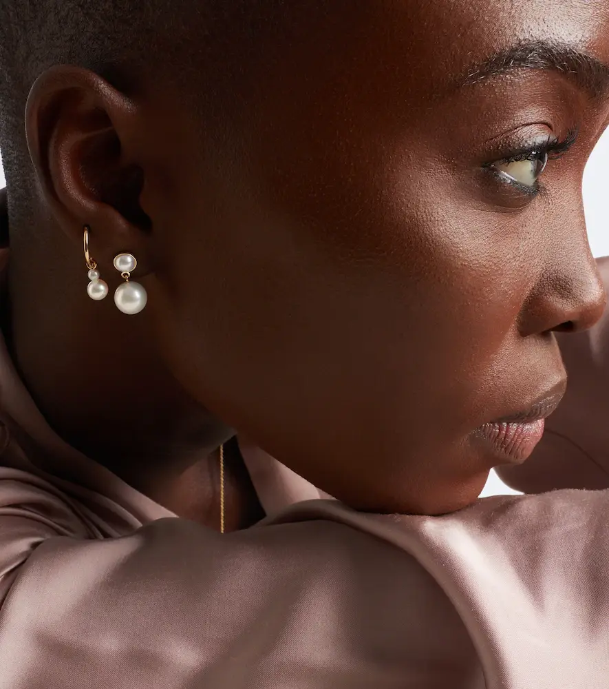 Sophie Bille Brahe Luce de Perle 14kt gold drop earrings with freshwater pearls | Thumbnail 4
