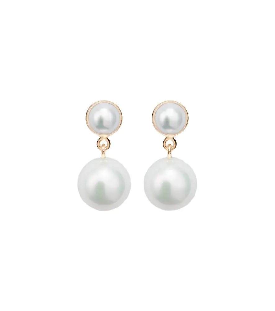 Sophie Bille Brahe Luce de Perle 14kt gold drop earrings with freshwater pearls