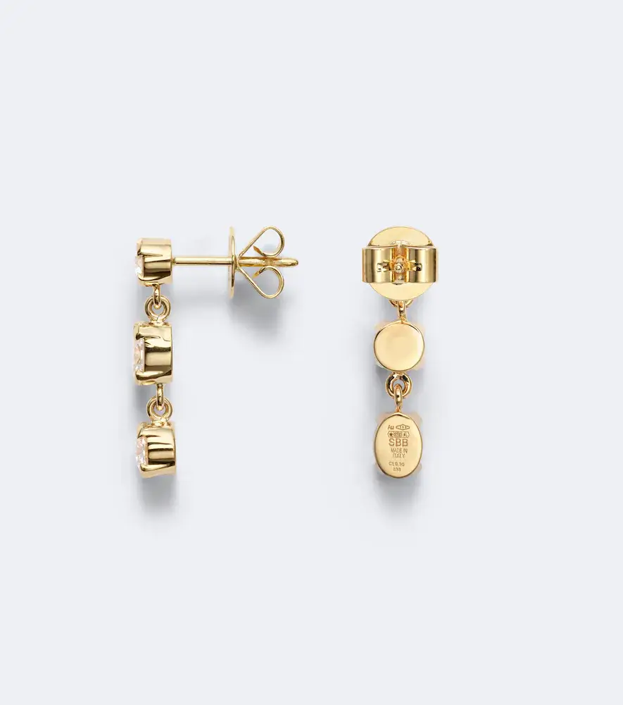 Sophie Bille Brahe Amis Ovale 18kt gold drop earrings with diamonds | Thumbnail 2