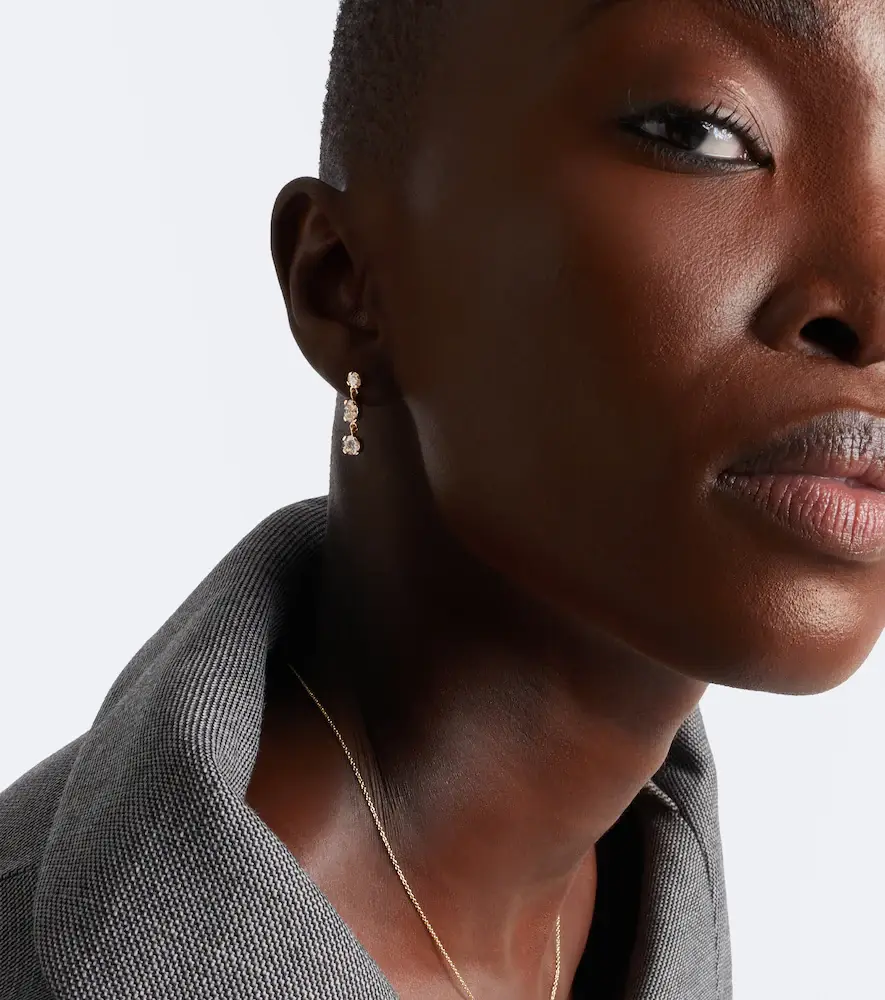 Sophie Bille Brahe Amis Ovale 18kt gold drop earrings with diamonds | Thumbnail 3