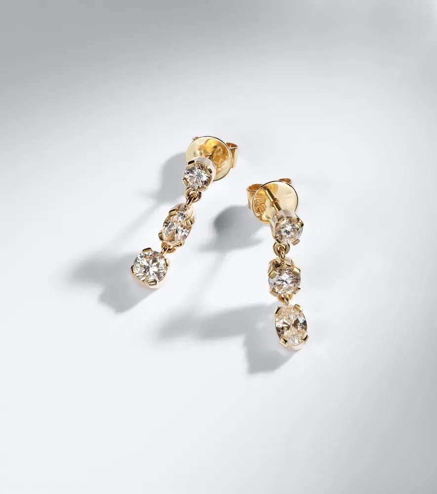 Sophie Bille Brahe Amis Ovale 18kt gold drop earrings with diamonds | Thumbnail 5