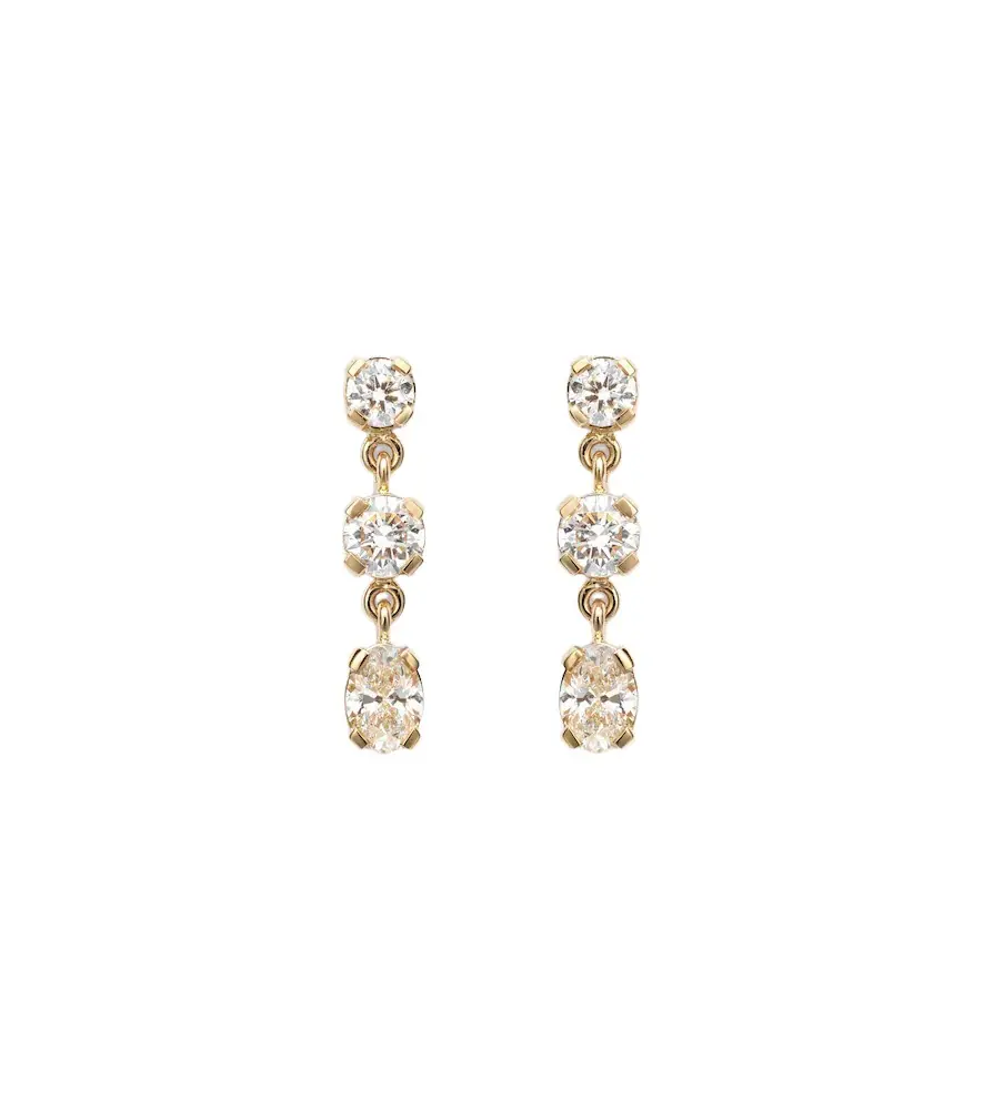 Sophie Bille Brahe Amis Ovale 18kt gold drop earrings with diamonds