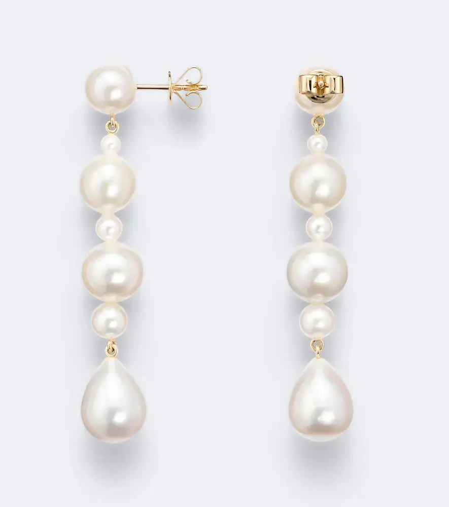 Sophie Bille Brahe Amis de Lucia 14kt gold drop earrings with pearls | Thumbnail 2