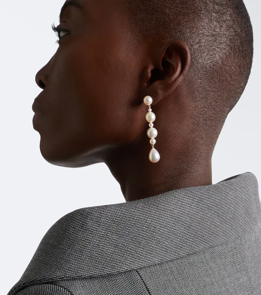 Sophie Bille Brahe Amis de Lucia 14kt gold drop earrings with pearls | Thumbnail 3