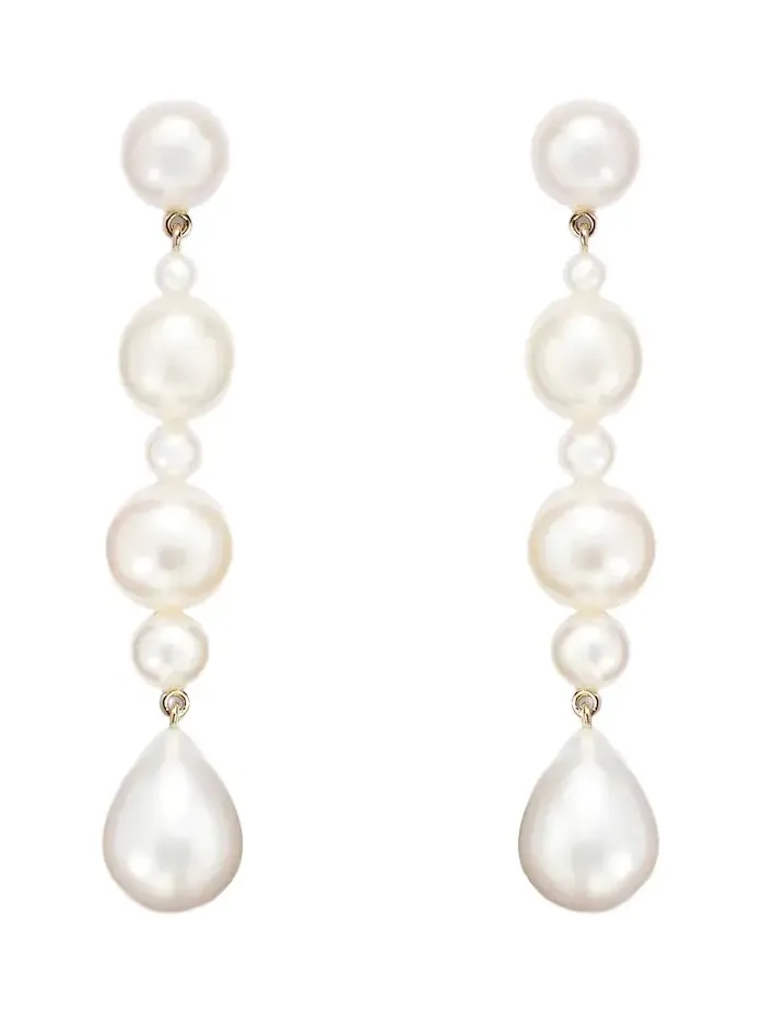 Amis de Lucia 14kt gold drop earrings with pearls Amis de Lucia 14kt gold drop earrings with pearls