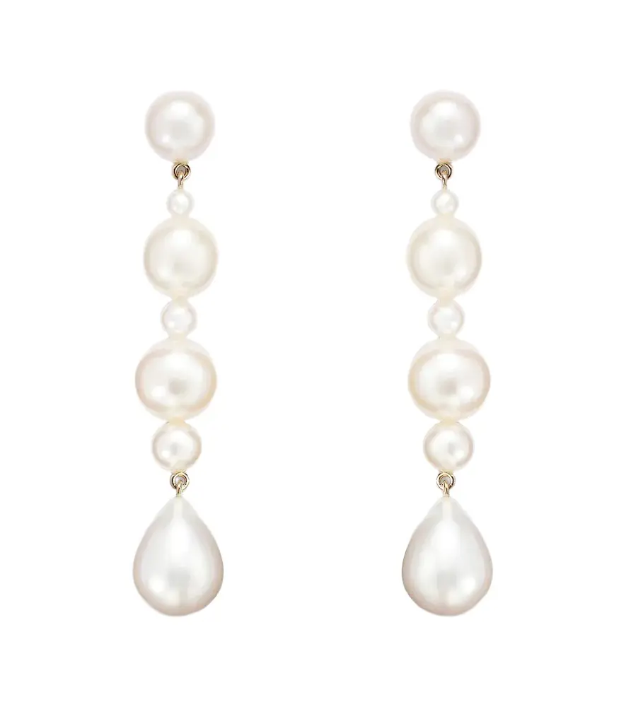 Sophie Bille Brahe Amis de Lucia 14kt gold drop earrings with pearls