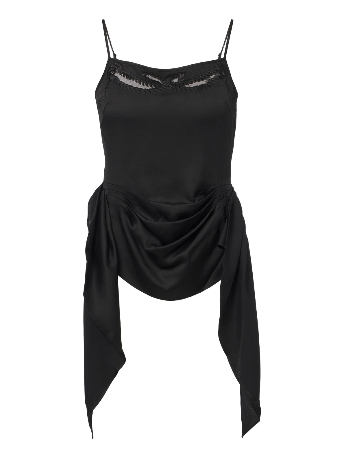 Jacques Wei Embroidered draped satin camisole