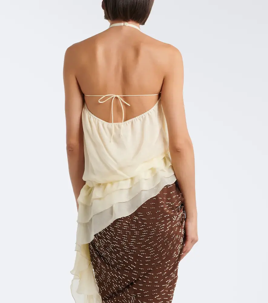 Jacques Wei Ruffled chiffon halterneck top | Thumbnail 4 Jacques Wei Ruffled chiffon halterneck top | Thumbnail 4