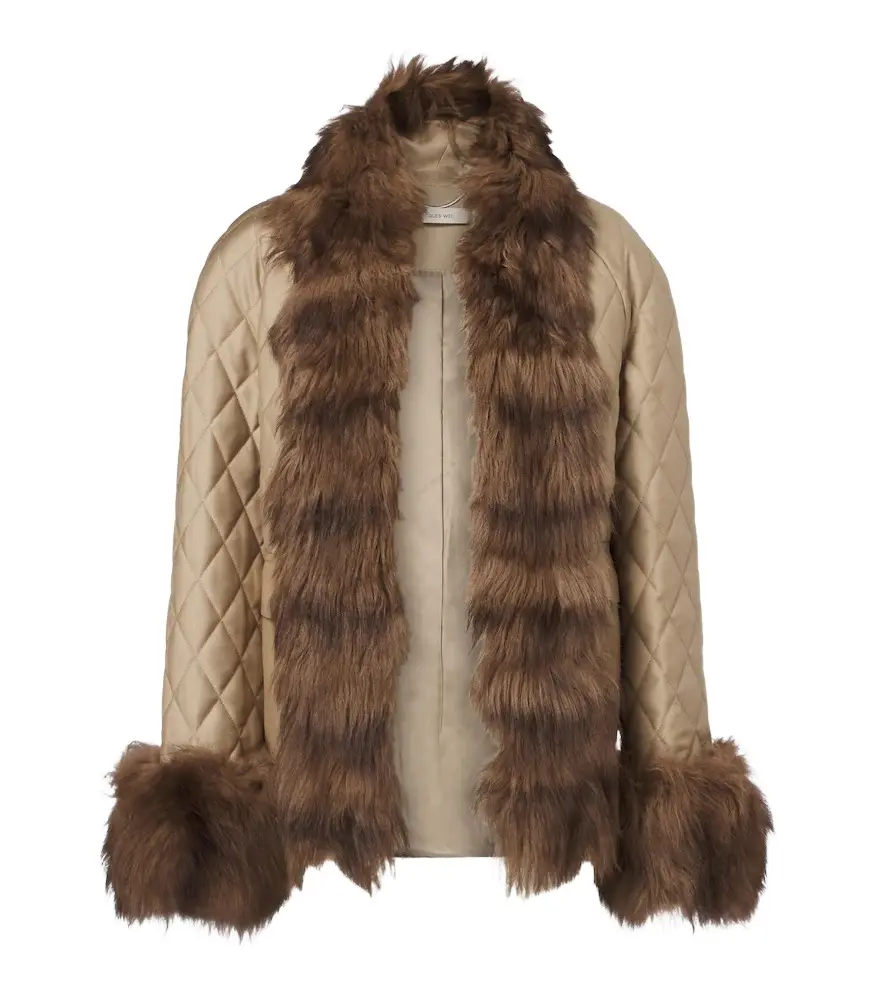 Quilted shearling-trimmed coat Quilted shearling-trimmed coat