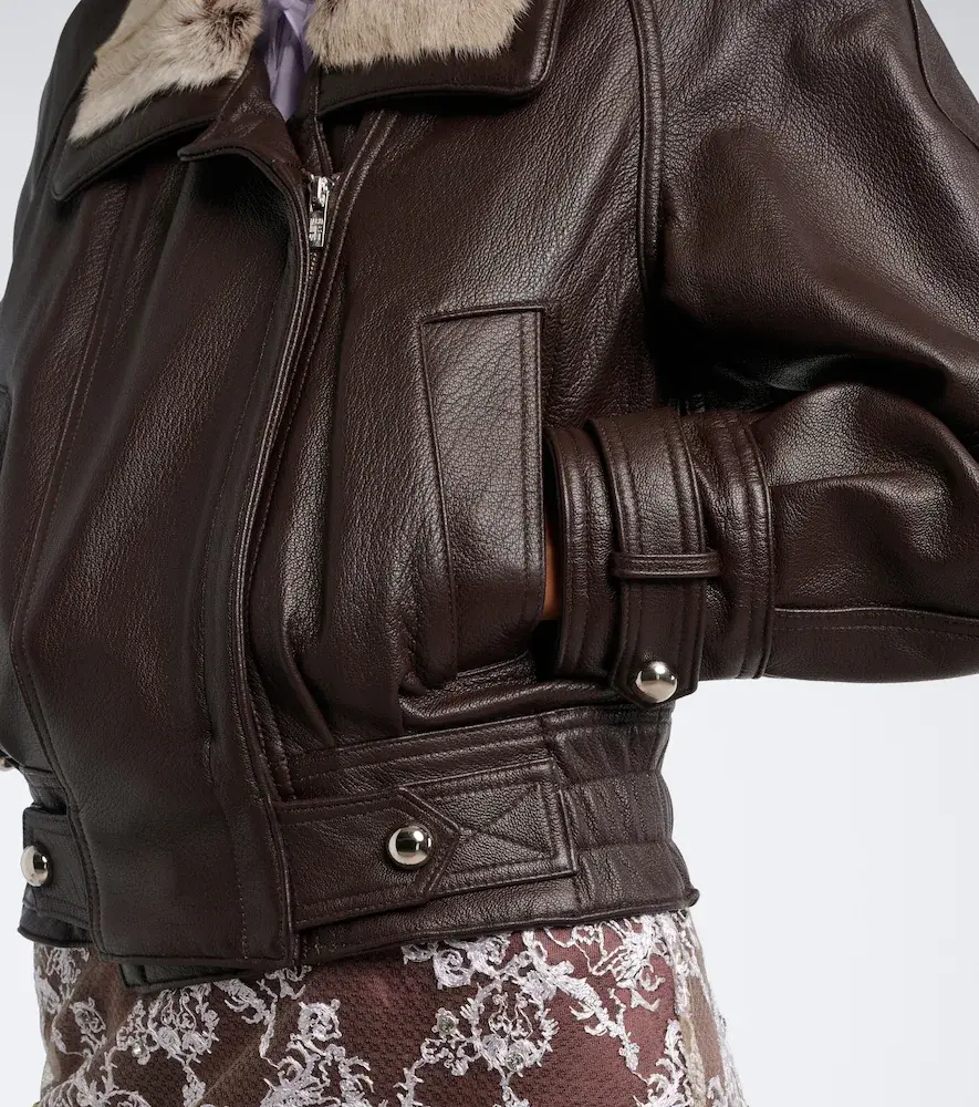 Jacques Wei Shearling-trimmed leather jacket | Thumbnail 3