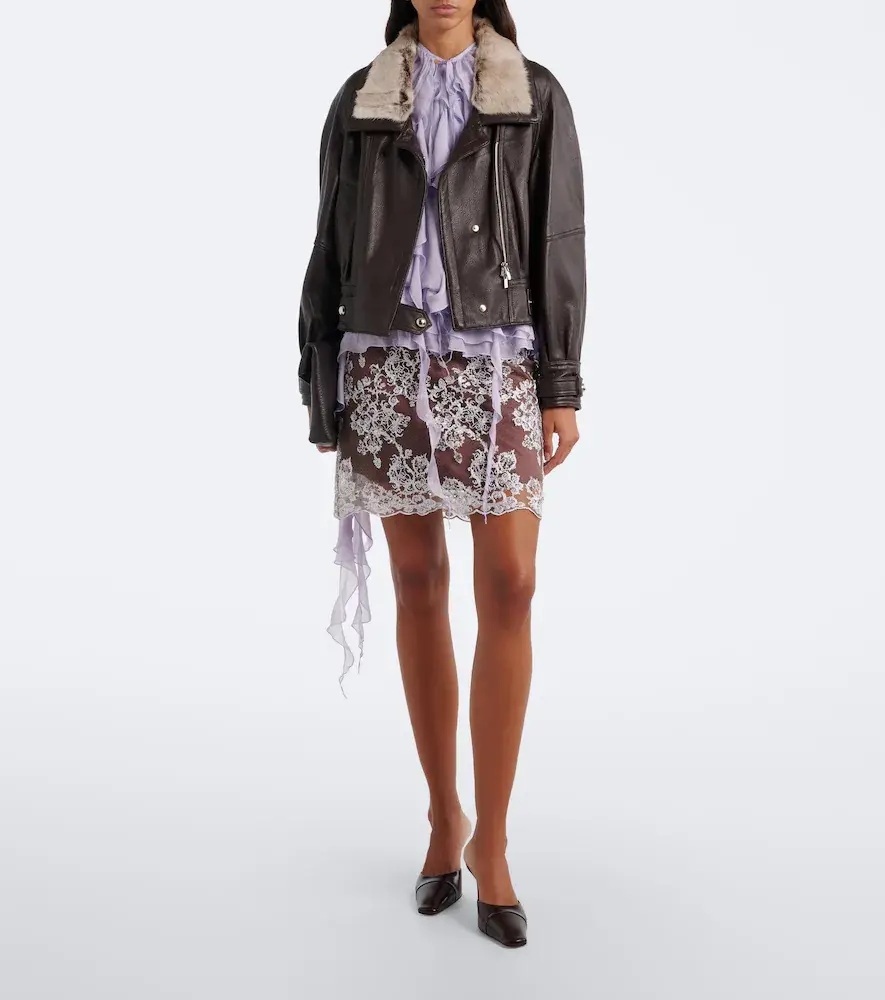 Jacques Wei Shearling-trimmed leather jacket | Thumbnail 5