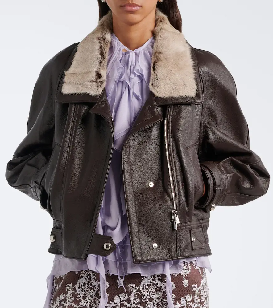 Jacques Wei Shearling-trimmed leather jacket | Thumbnail 6