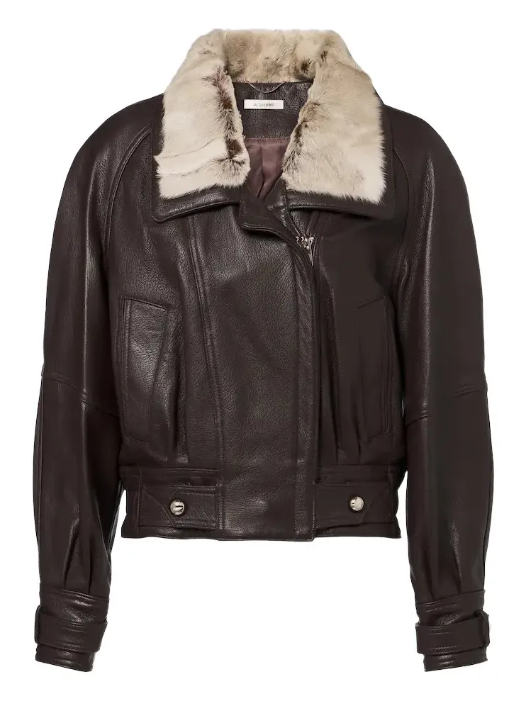 Shearling-trimmed leather jacket Shearling-trimmed leather jacket