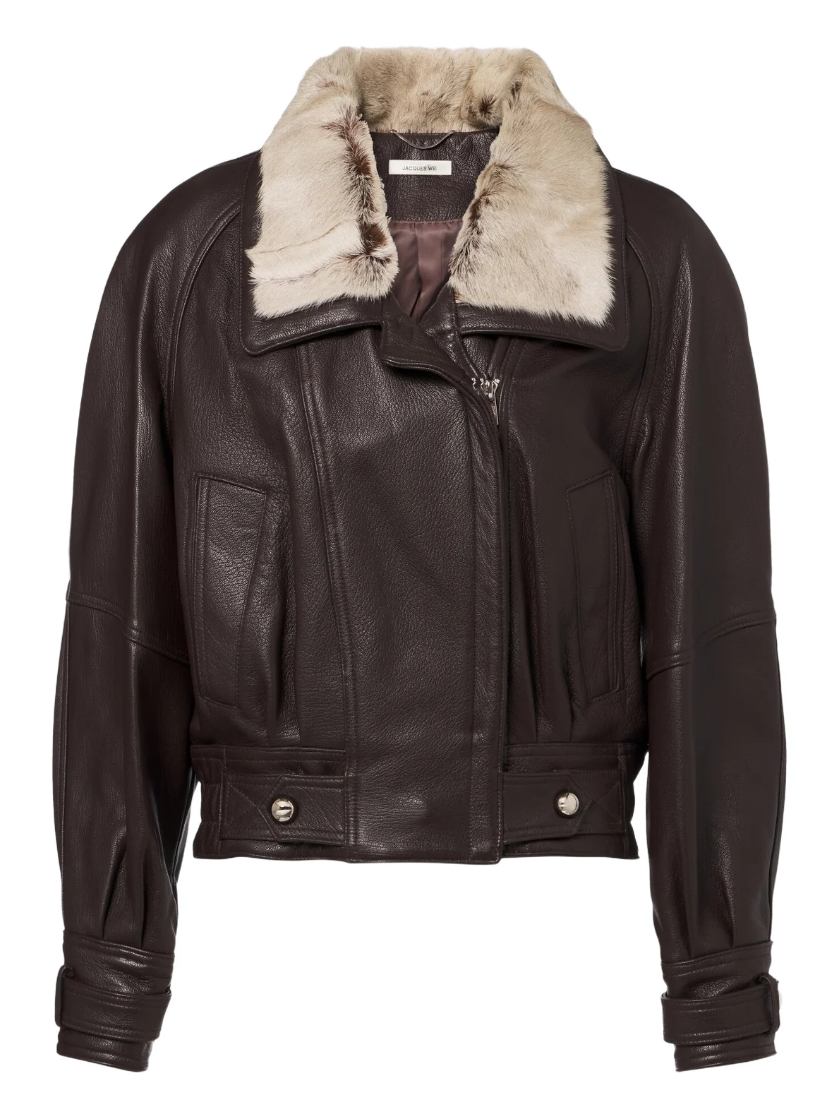 Shearling-trimmed leather jacket