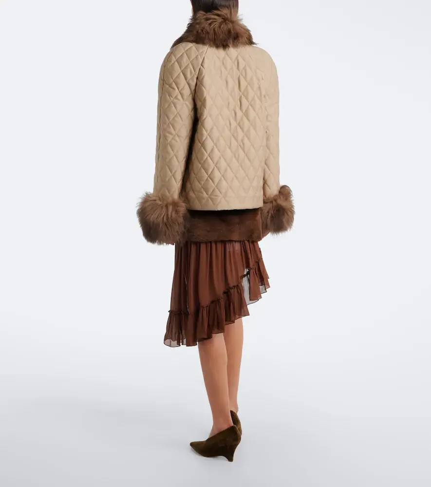Jacques Wei Layered shearling and chiffon miniskirt | Thumbnail 3 Jacques Wei Layered shearling and chiffon miniskirt | Thumbnail 3