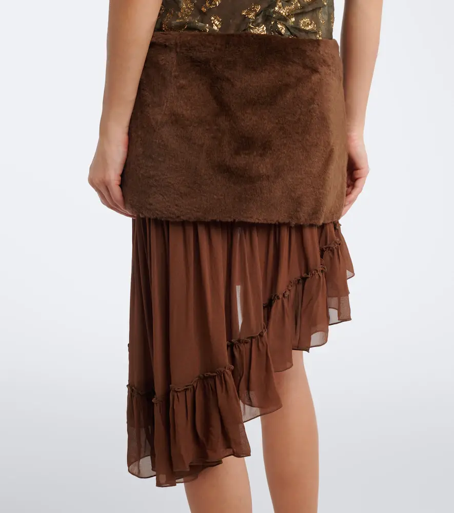 Jacques Wei Layered shearling and chiffon miniskirt | Thumbnail 5 Jacques Wei Layered shearling and chiffon miniskirt | Thumbnail 5