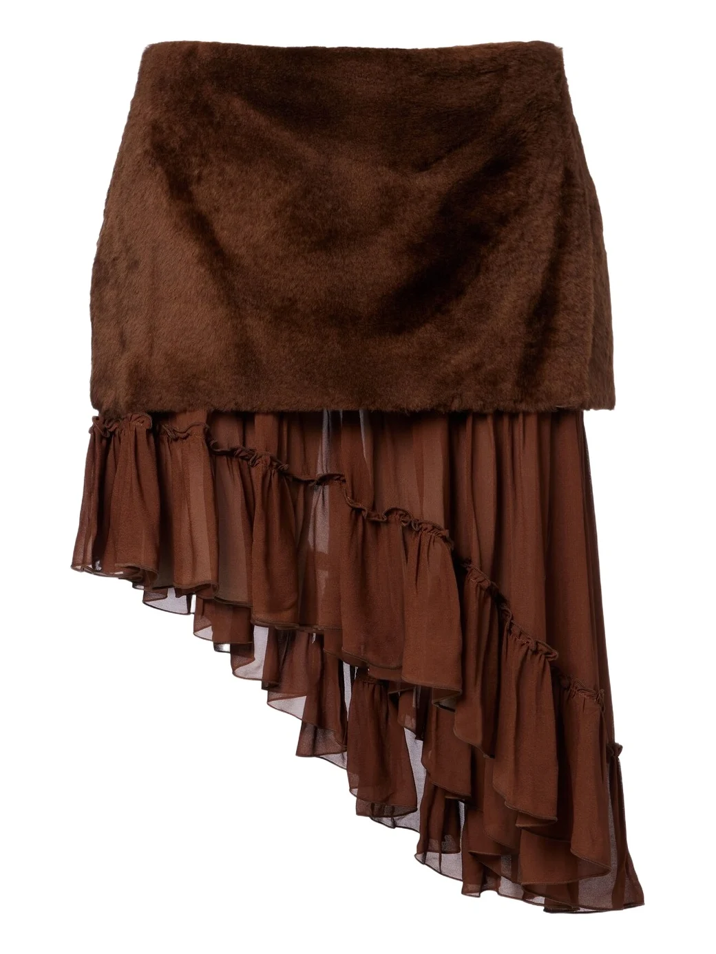 Layered shearling and chiffon miniskirt Layered shearling and chiffon miniskirt