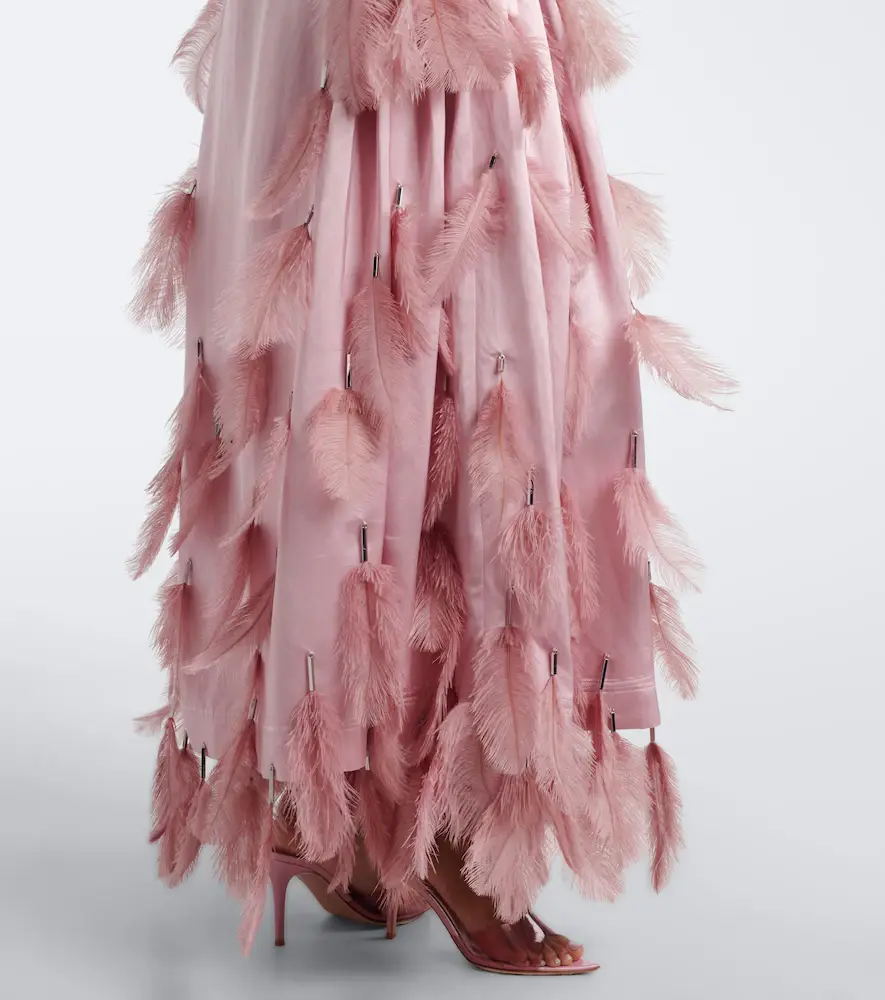 Jacques Wei Feather-trimmed satin gown | Thumbnail 5