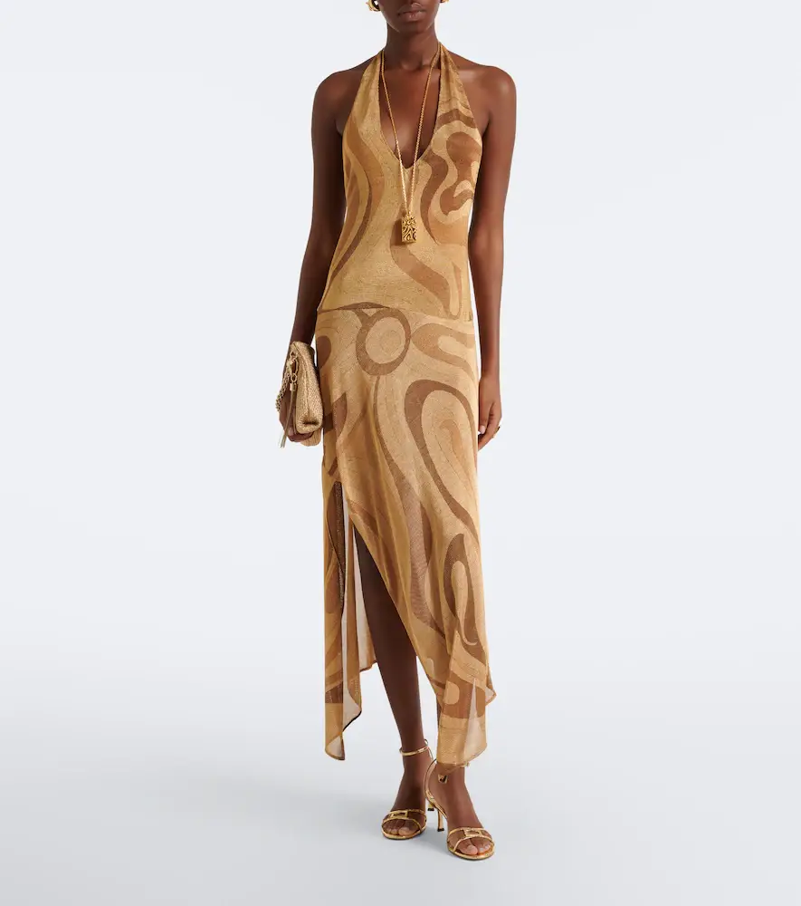 PUCCI Marmo asymmetric Lurex voile midi dress | Thumbnail 2 PUCCI Marmo asymmetric Lurex voile midi dress | Thumbnail 2