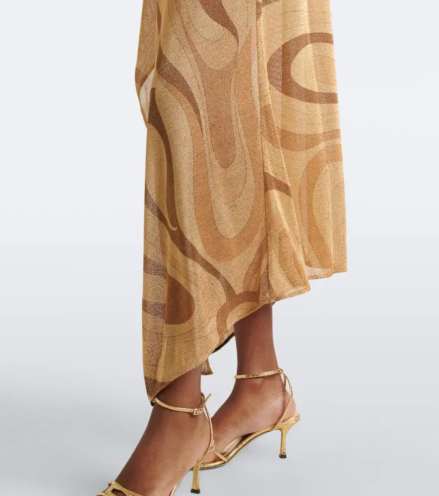 PUCCI Marmo asymmetric Lurex voile midi dress | Thumbnail 4 PUCCI Marmo asymmetric Lurex voile midi dress | Thumbnail 4
