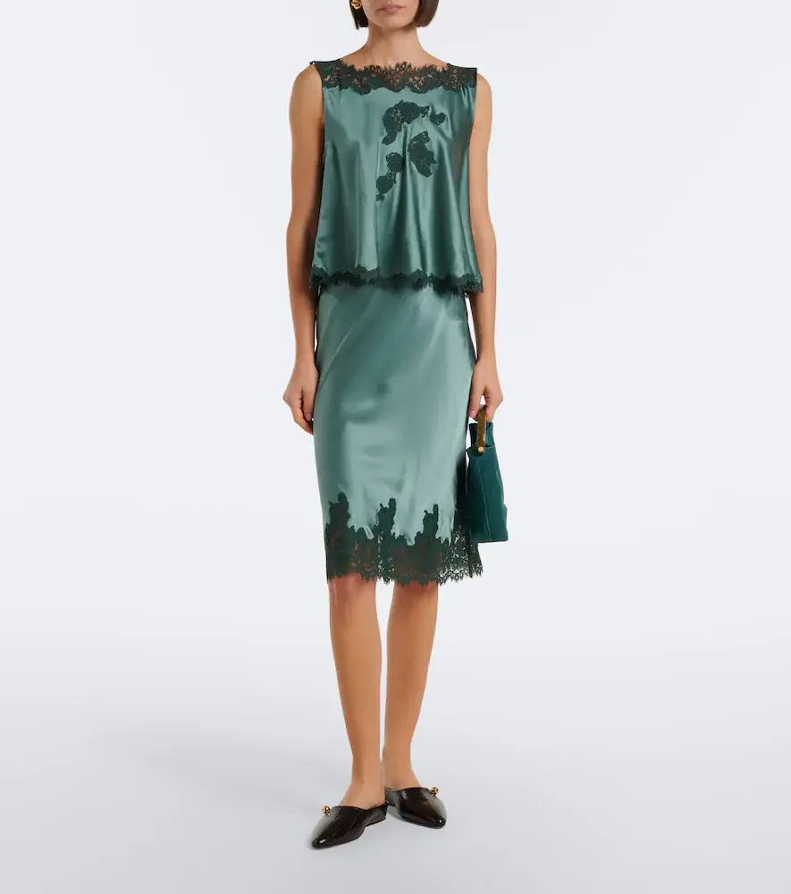 DÔEN Dôen Elowette lace-trimmed silk satin midi skirt | Thumbnail 3 DÔEN Dôen Elowette lace-trimmed silk satin midi skirt | Thumbnail 3