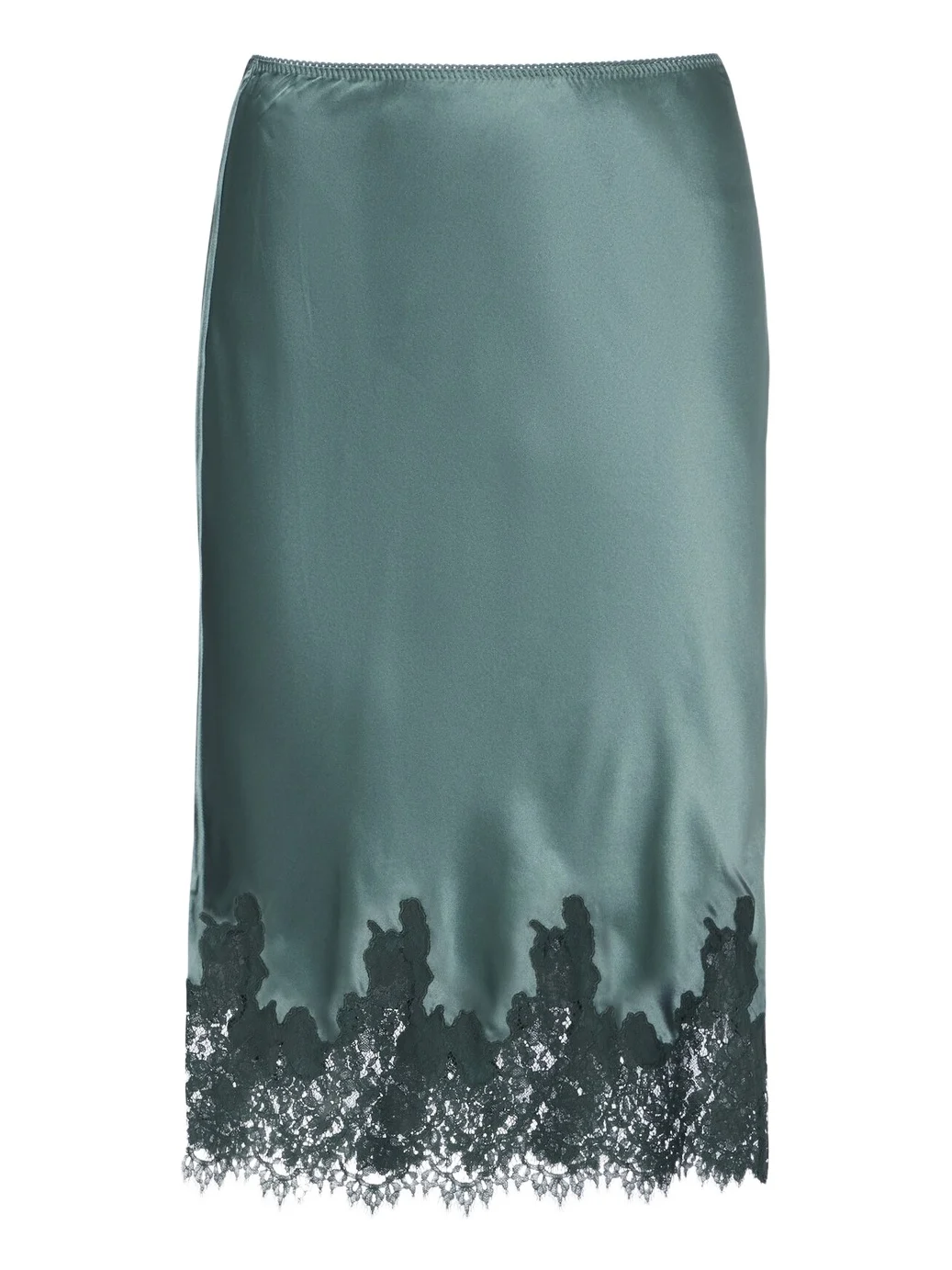 Dôen Elowette lace-trimmed silk satin midi skirt