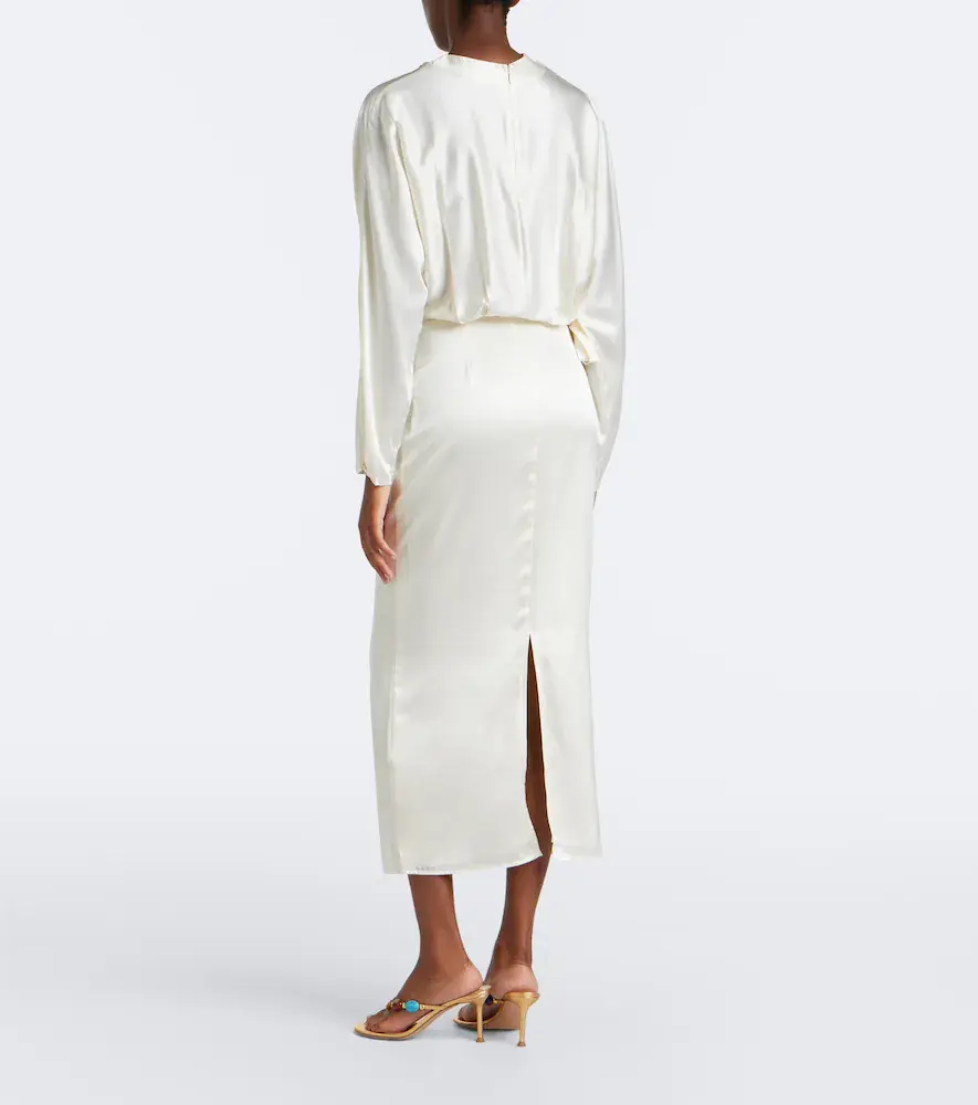 Staud Phoebe draped silk-blend midi dress | Thumbnail 5