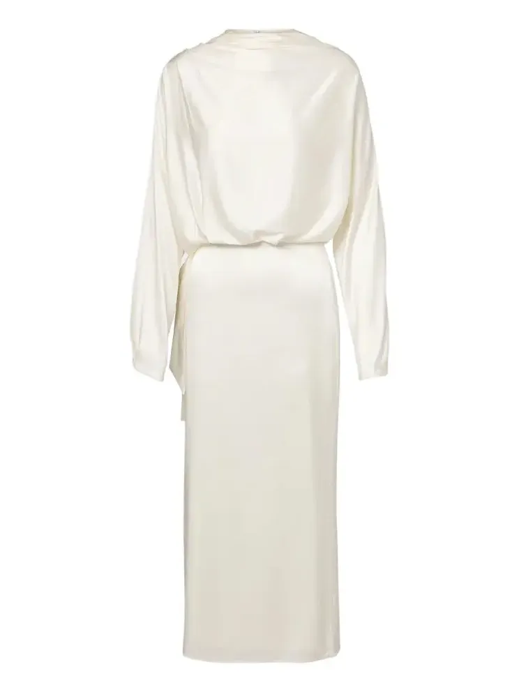 Phoebe draped silk-blend midi dress
