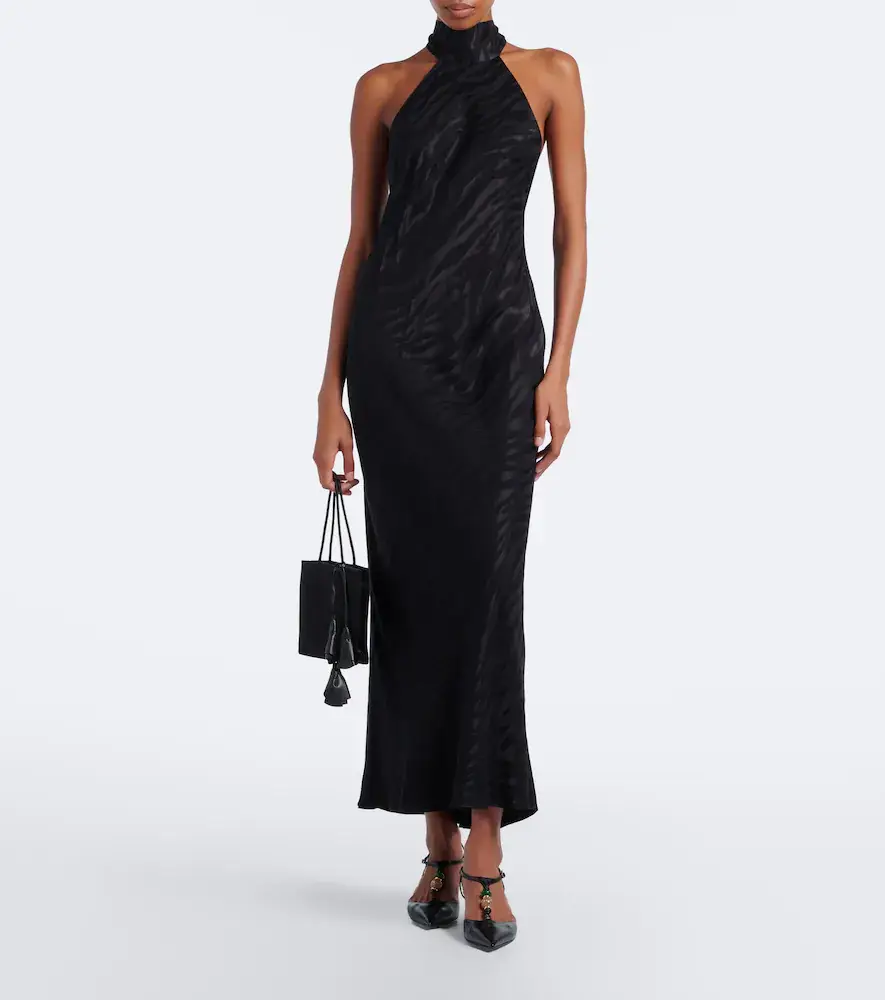 Rixo Maura open-back satin jacquard midi dress | Thumbnail 2