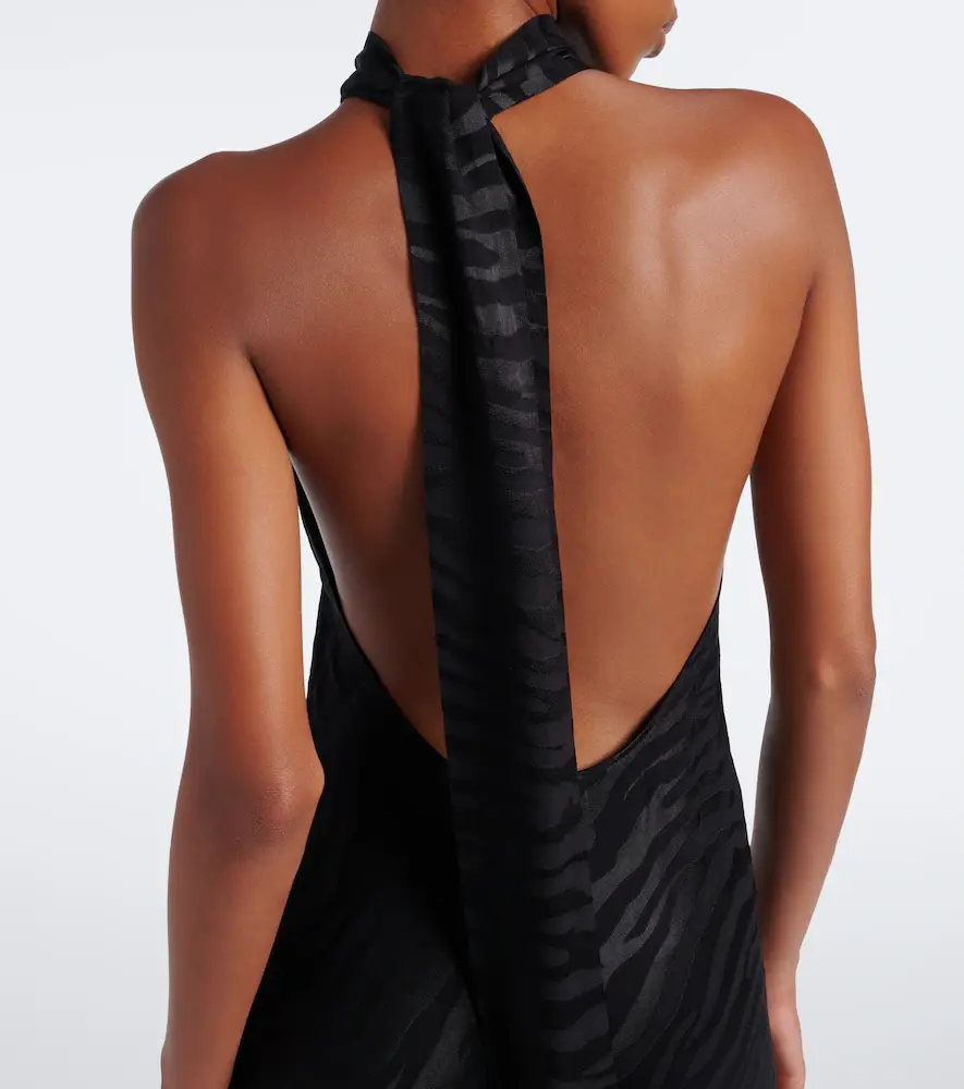 Rixo Maura open-back satin jacquard midi dress | Thumbnail 3