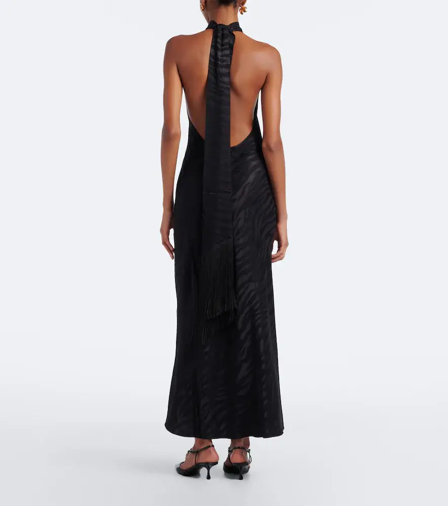 Rixo Maura open-back satin jacquard midi dress | Thumbnail 4