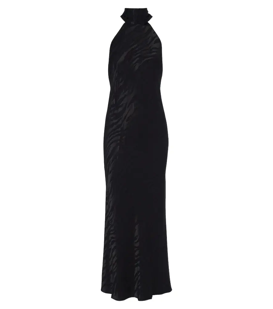 Maura open-back satin jacquard midi dress Maura open-back satin jacquard midi dress