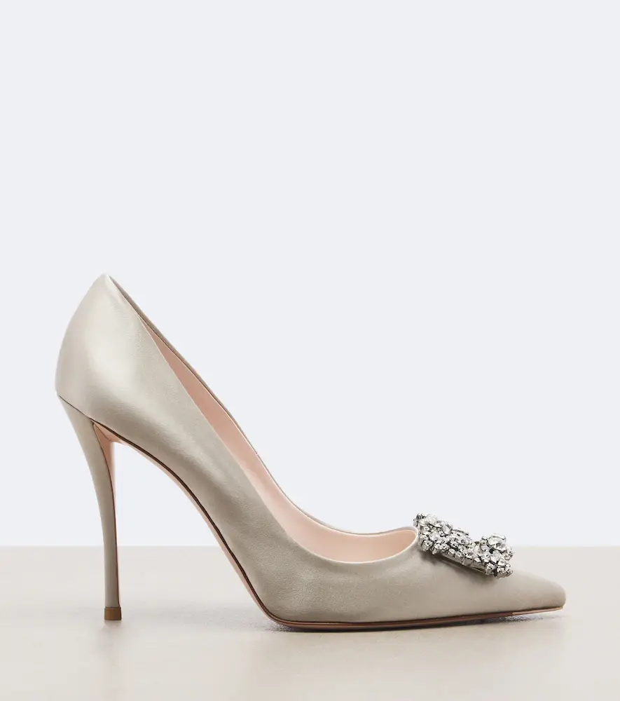 Roger Vivier Flower Strass embellished satin pumps | Thumbnail 3