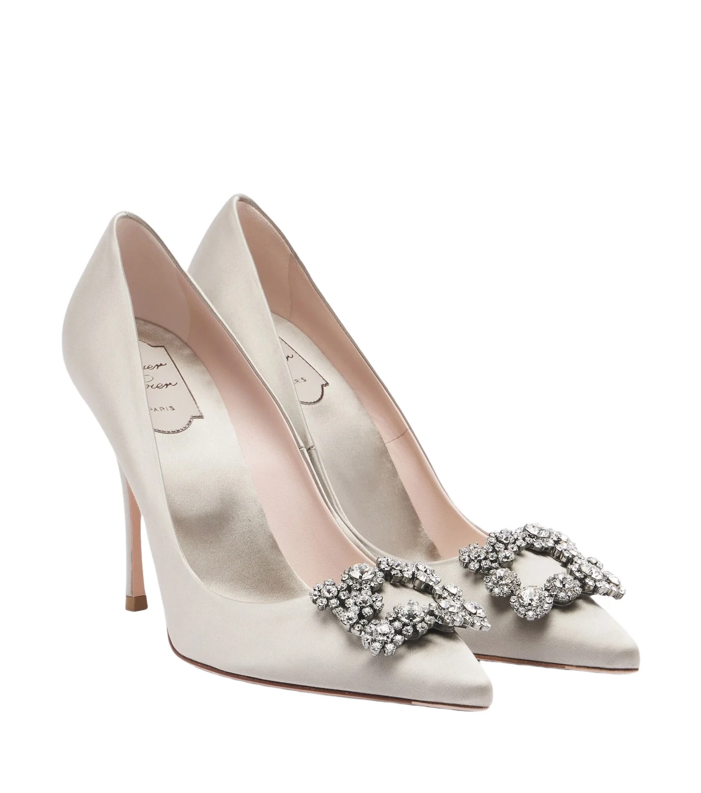 Roger Vivier Flower Strass embellished satin pumps