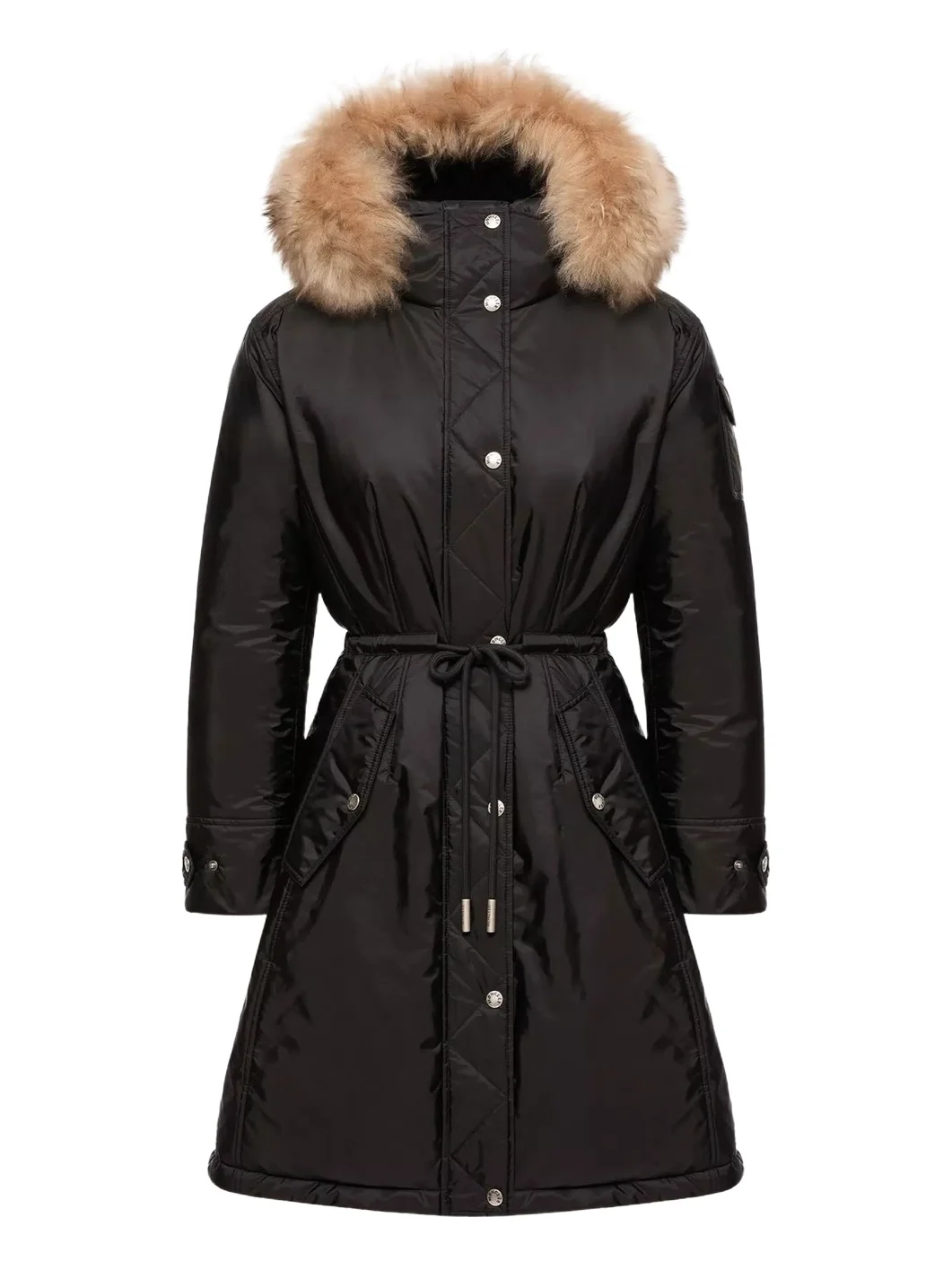 Moncler Moustique Hooded Shearling Trimmed Long Down Parka