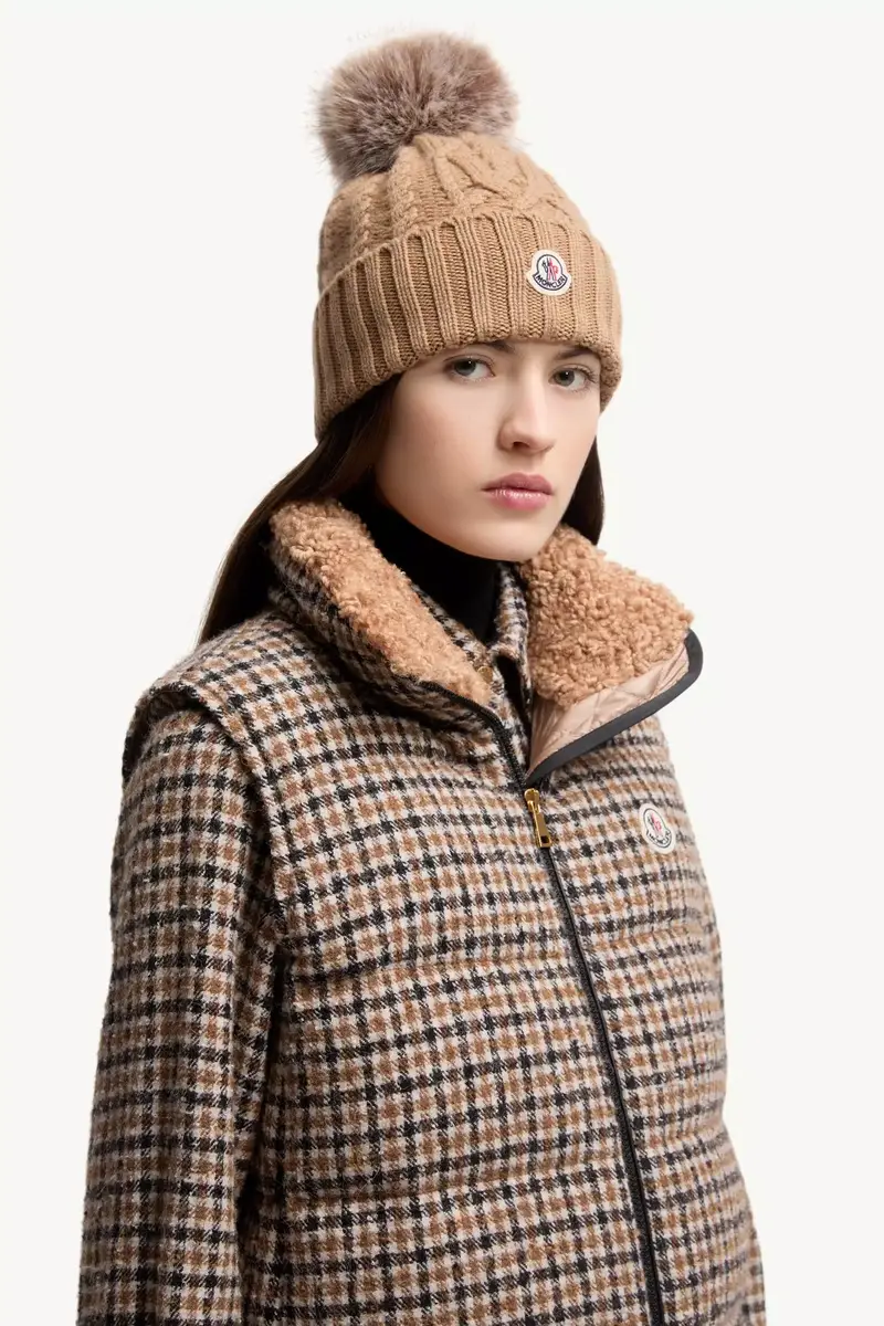 Moncler Wool & Cashmere Blend Beanie With Pom Pom | Thumbnail 3 Moncler Wool & Cashmere Blend Beanie With Pom Pom | Thumbnail 3