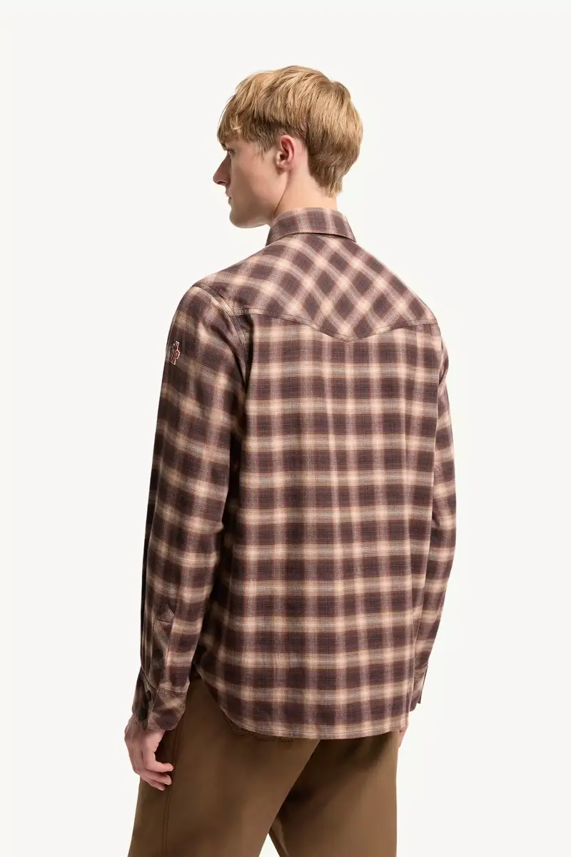Moncler Grenoble Check Cotton Blend Long Sleeve Shirt | Thumbnail 6 Moncler Grenoble Check Cotton Blend Long Sleeve Shirt | Thumbnail 6