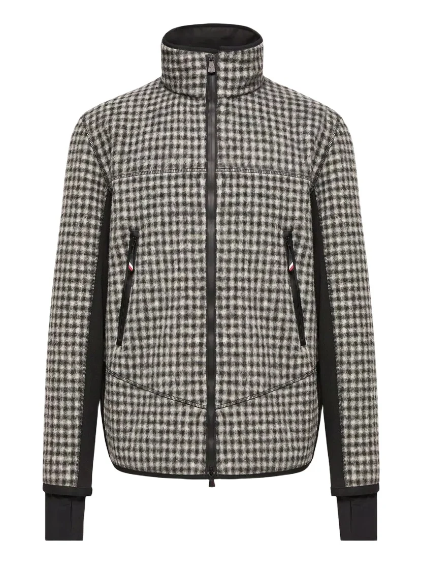 Moncler Grenoble Wool Blend Vichy Zip-up Sweatshirt