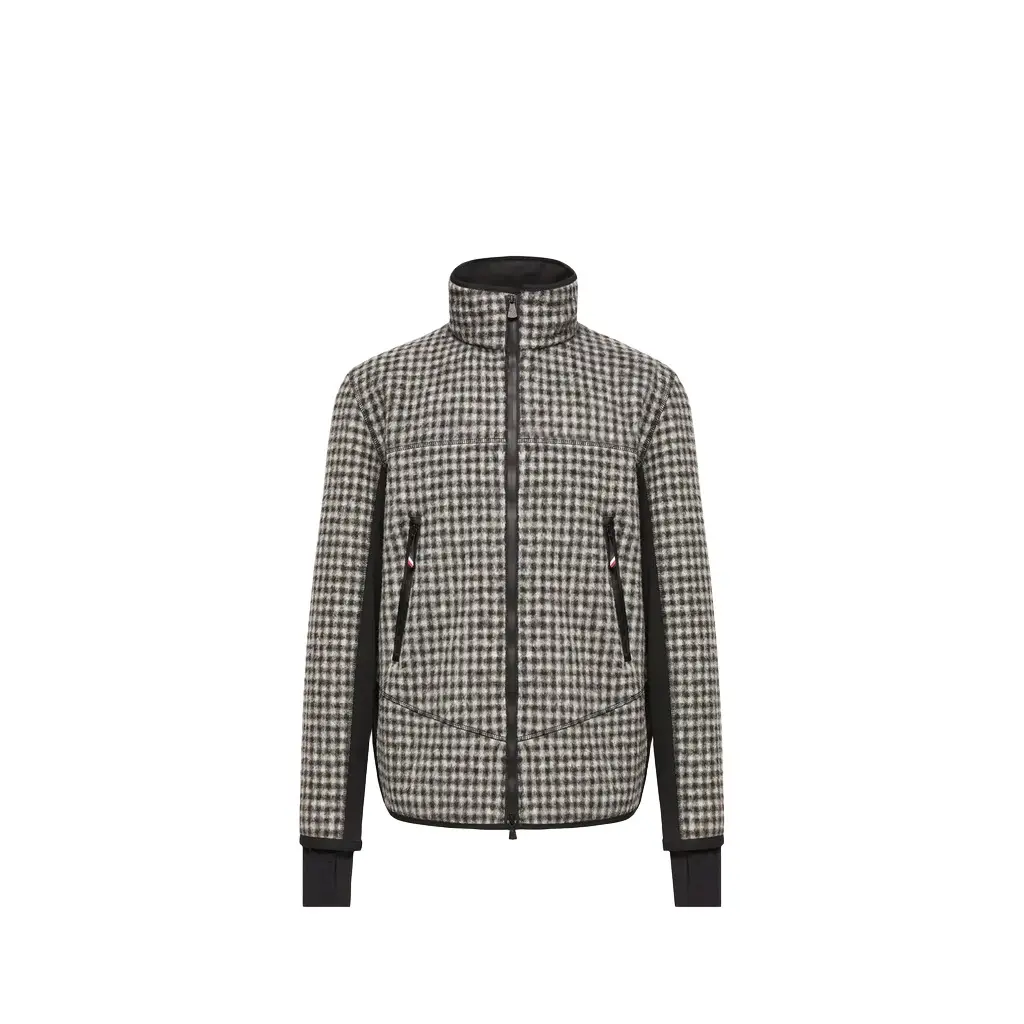 Moncler Grenoble Wool Blend Vichy Zip-up Sweatshirt