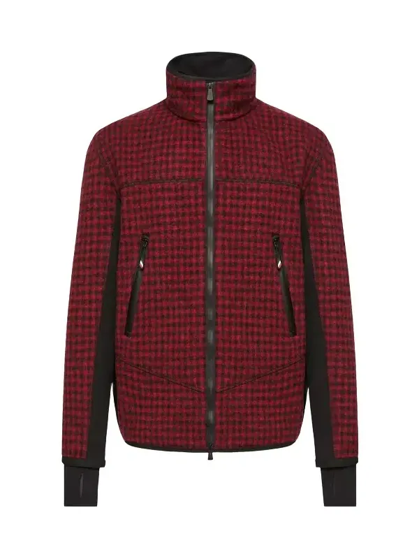 Moncler Grenoble Wool Blend Vichy Zip-up Sweatshirt