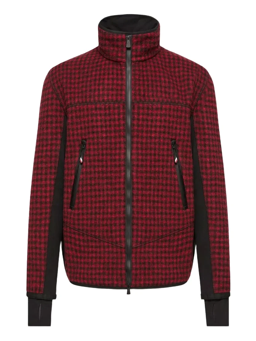 Moncler Grenoble Wool Blend Vichy Zip-up Sweatshirt
