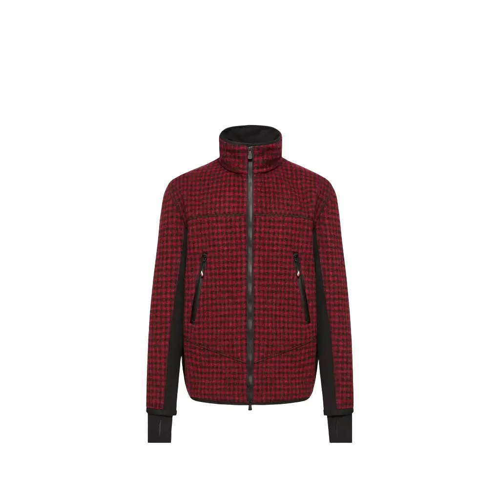 Moncler Grenoble Wool Blend Vichy Zip-up Sweatshirt