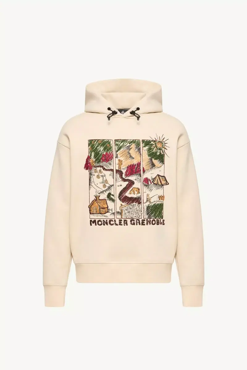 Moncler Grenoble Mountain Landscape Print Cotton Blend Hoodie | Thumbnail 2